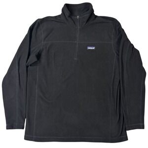 Patagonia Sweater Mens XL Black Micro D Fleece 1/4 Zip Pullover 26176